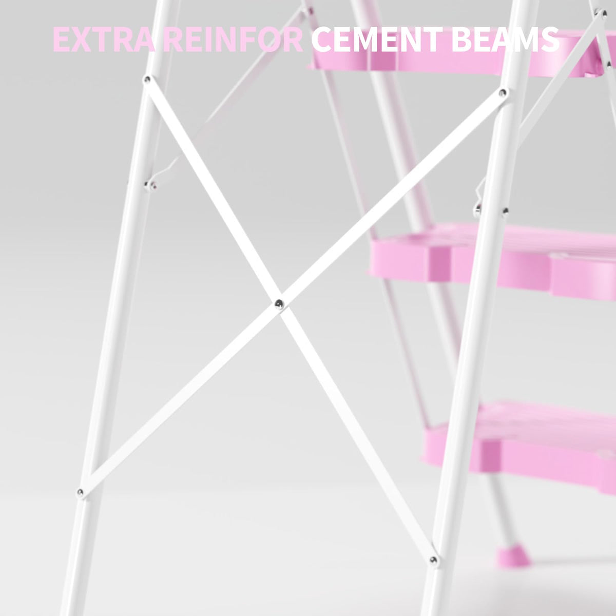 4 Step Pink Foldable Step Stool with Handrail D8157