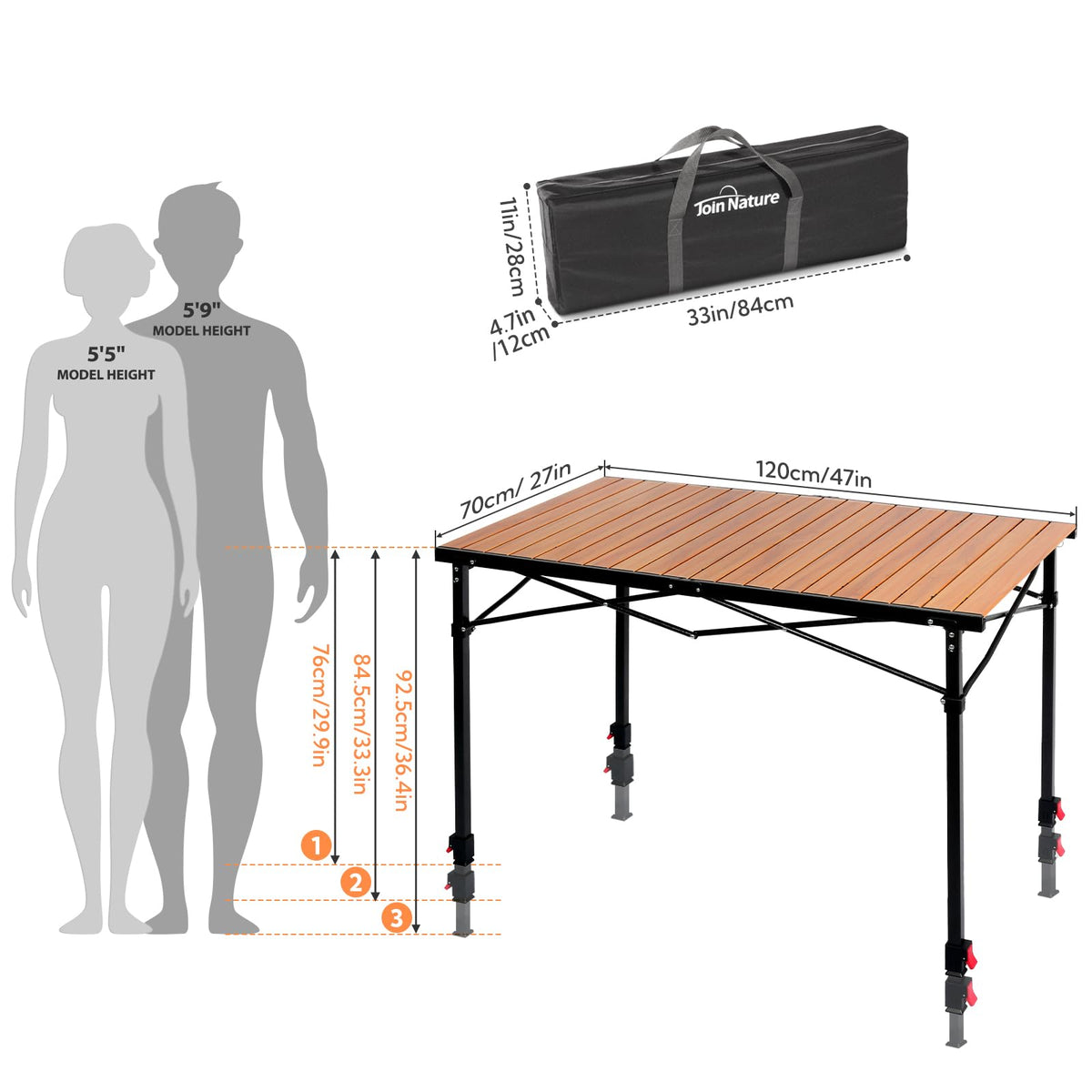 Portable Adjustable Height Camping Table F628205