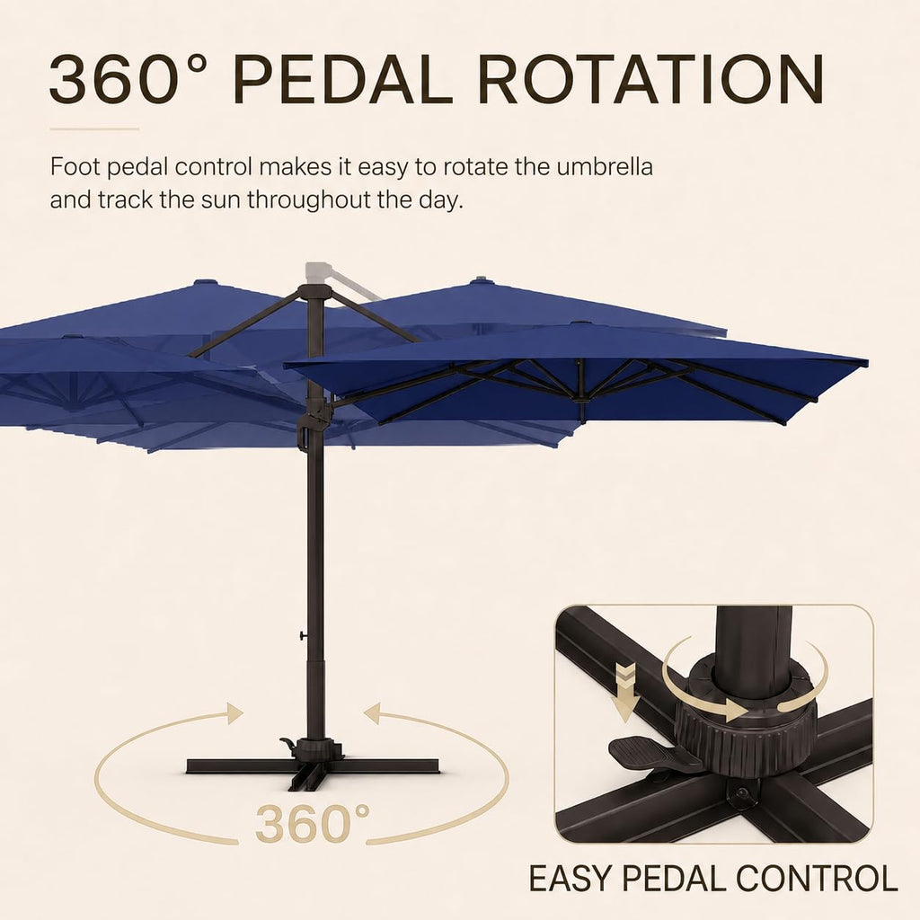 10' X 10' Aluminum Cantilever Patio Umbrella with 360-degree Rotation J3711