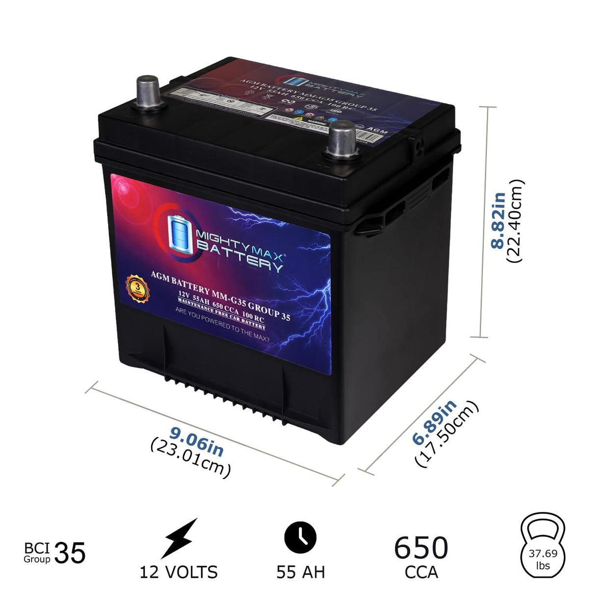 12V 55Ah AGM Replacement Battery P64548