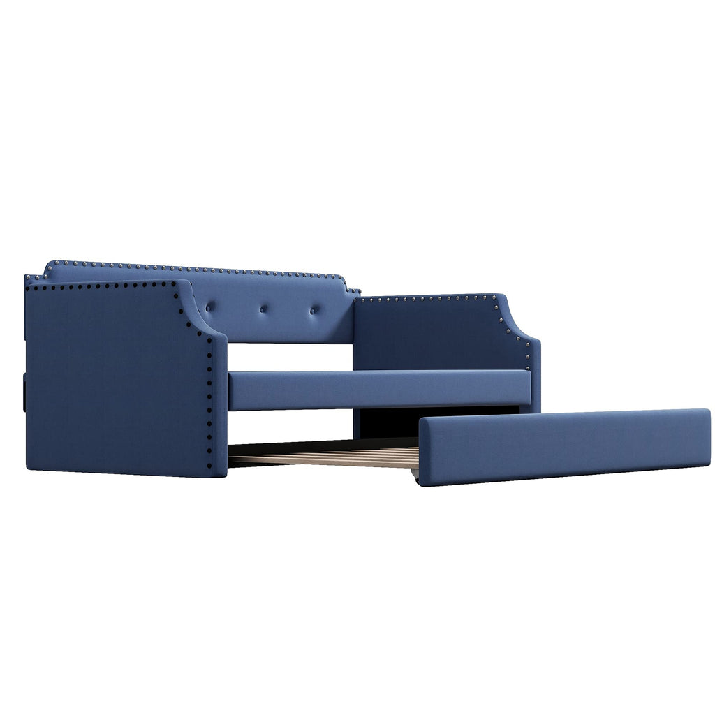 Upholstered Linen Daybed with Trundle I775243