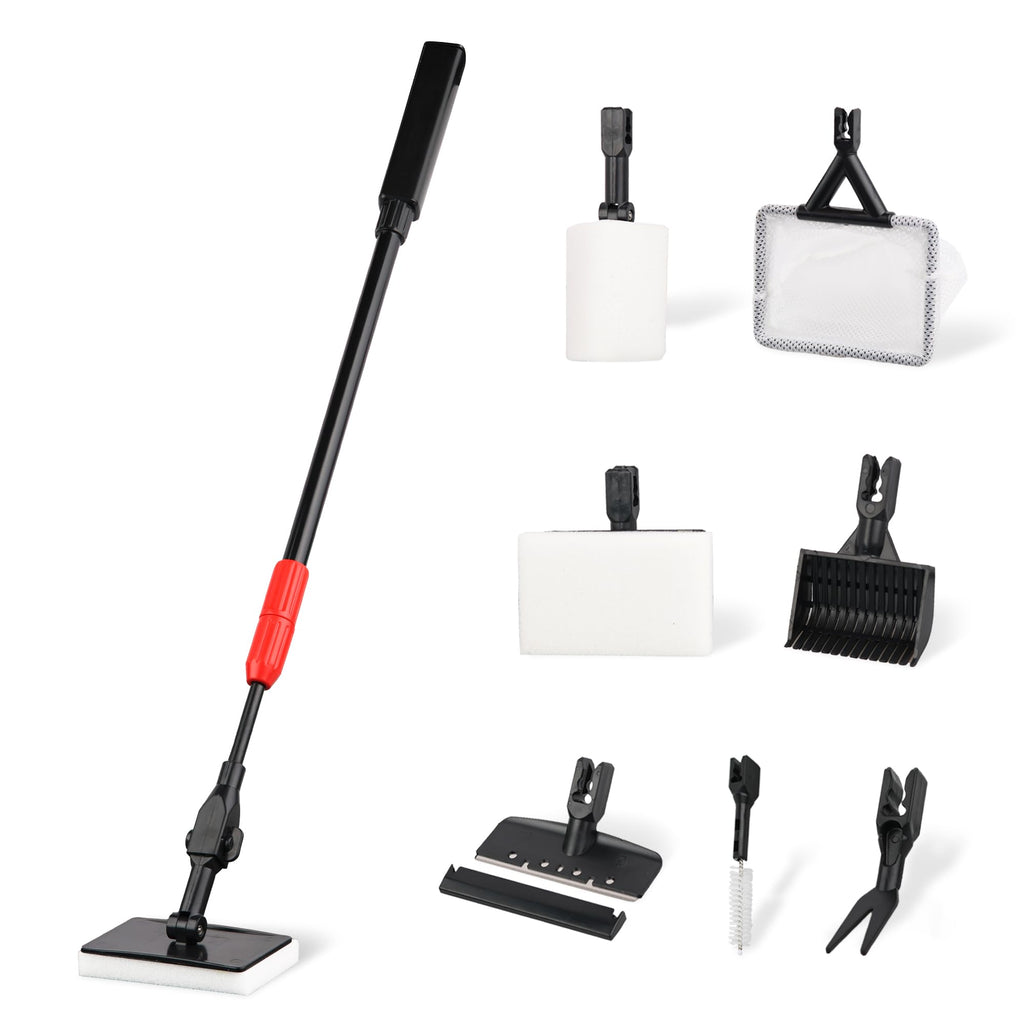 7 in 1 Aquarium Cleaning Kit with Algae Scraper, Fish Net, Gravel Rake & Brush G4789