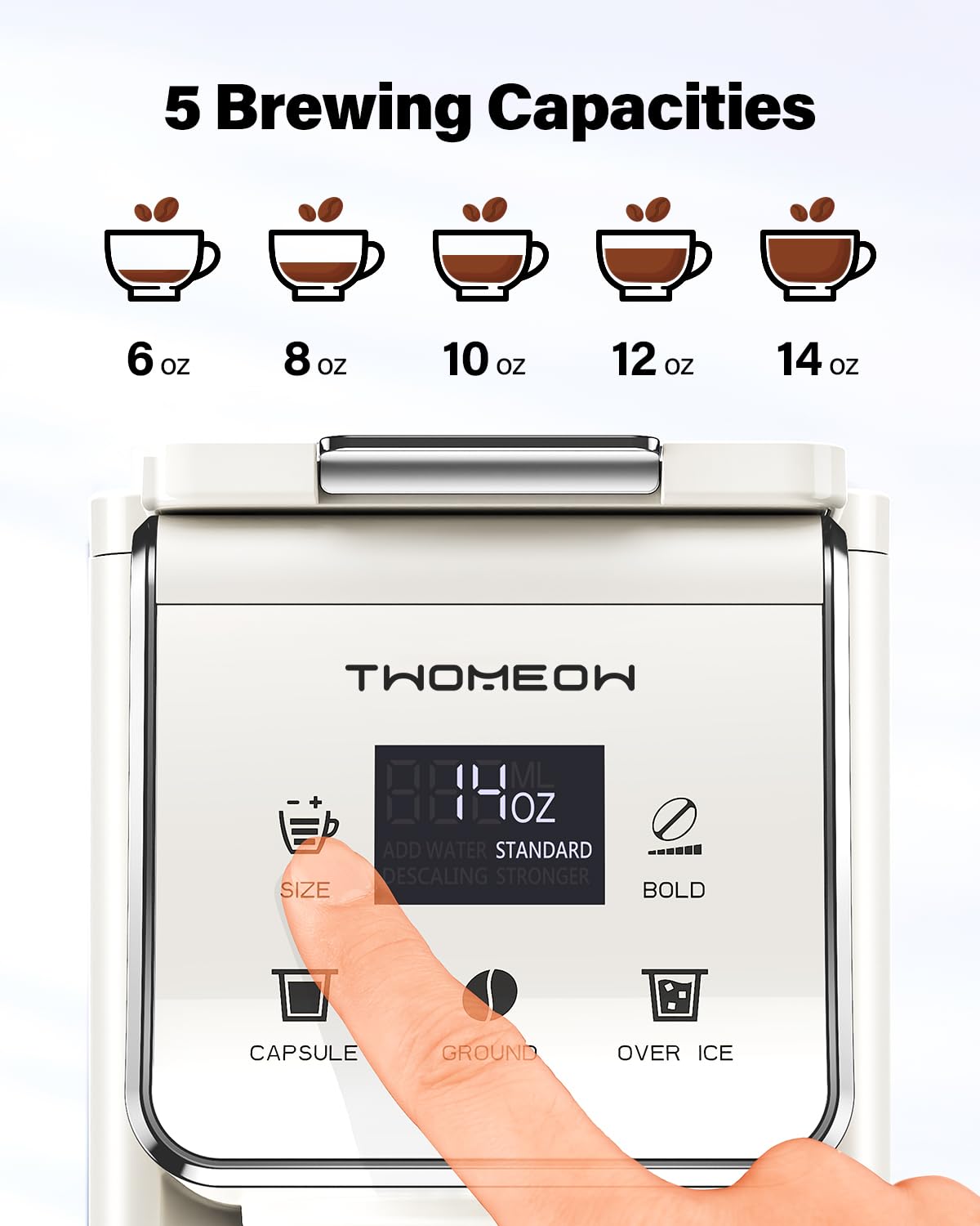 Single Serve Coffee Maker for K Cup and Grounds, White Z774