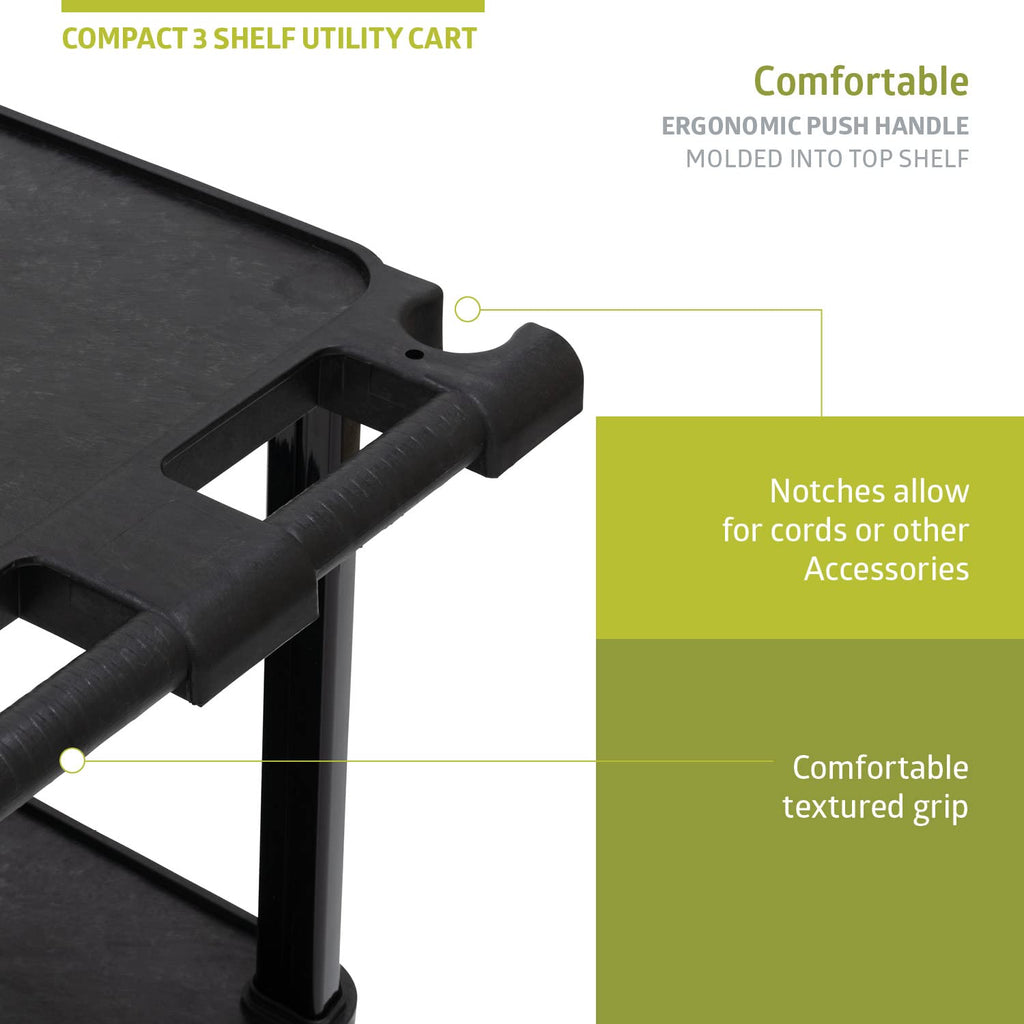 3-Tier Plastic Utility Cart with Lockable Wheels R832460