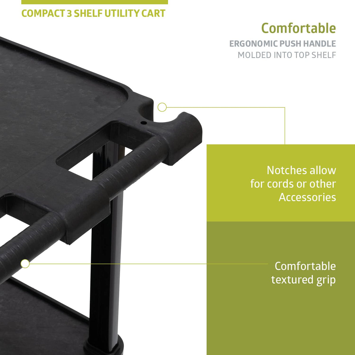 3-Tier Plastic Utility Cart with Lockable Wheels R832460