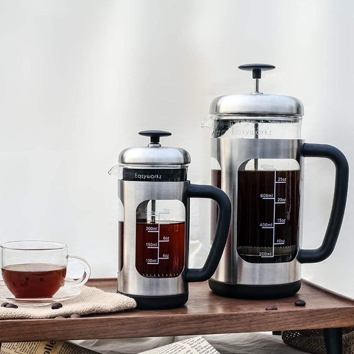 Stainless Steel French Press 12 oz with Measuring Coffee Spoon A8846