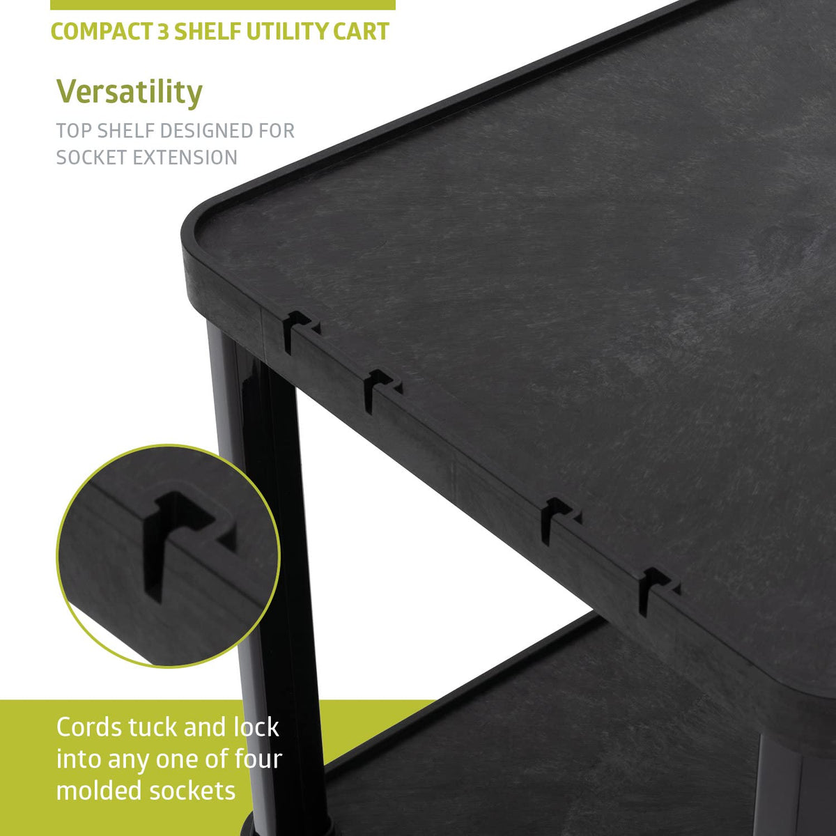 3-Tier Plastic Utility Cart with Lockable Wheels R832460