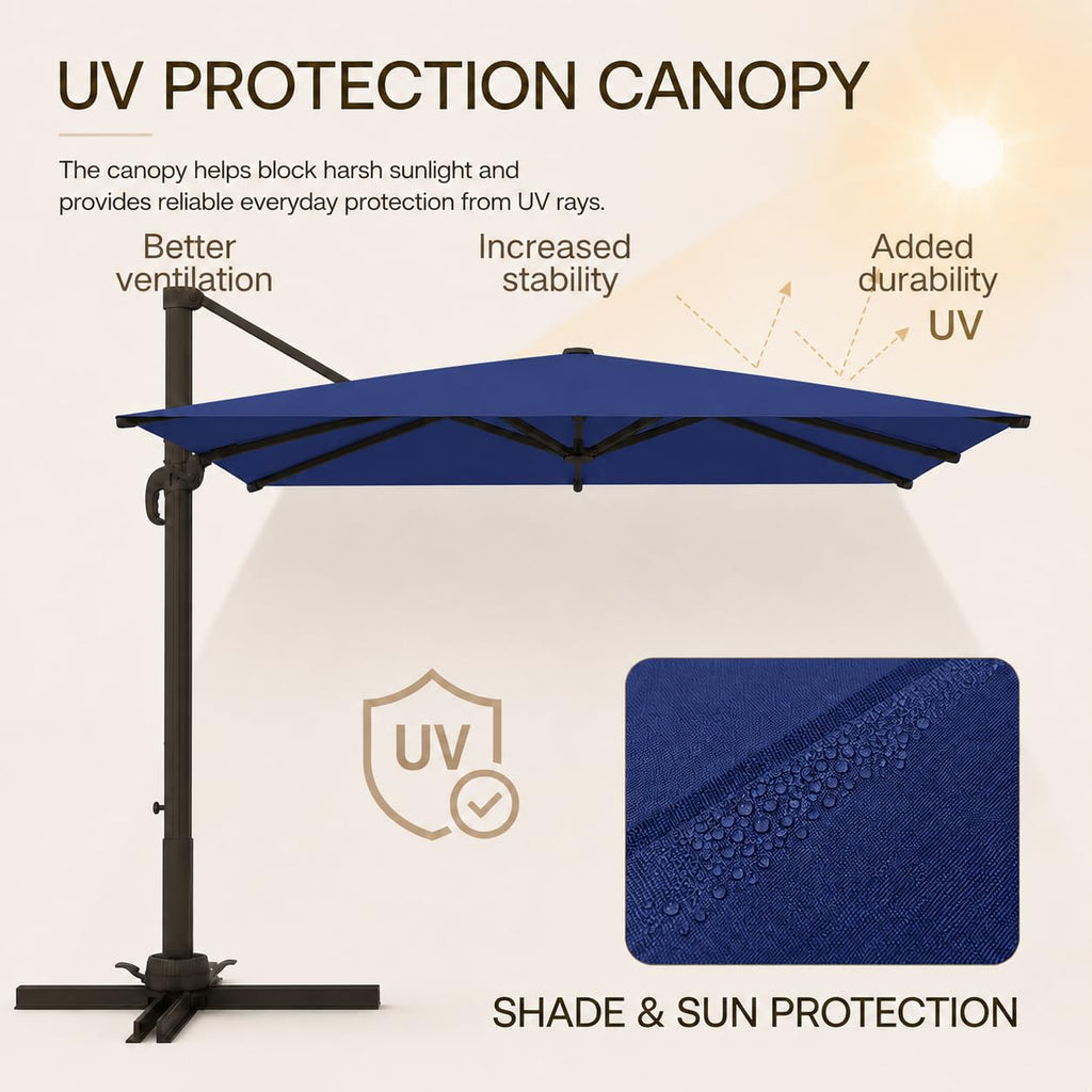 10' X 10' Aluminum Cantilever Patio Umbrella with 360-degree Rotation J3711