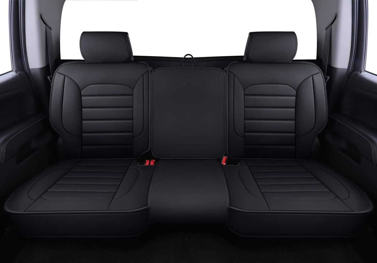 Black Faux Leather Full Set Seat Covers C54260