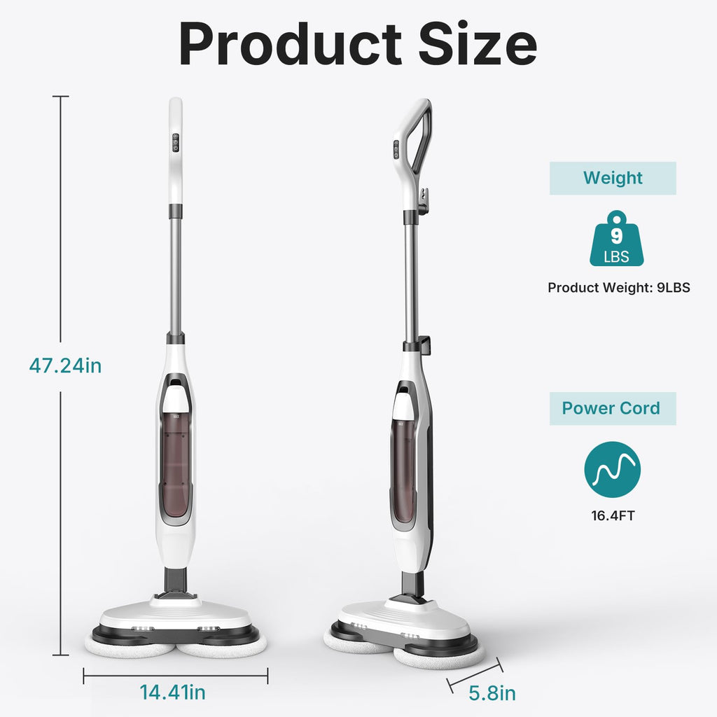 Steam Mop with Rotating Pads and 4 Cleaning Modes T246694