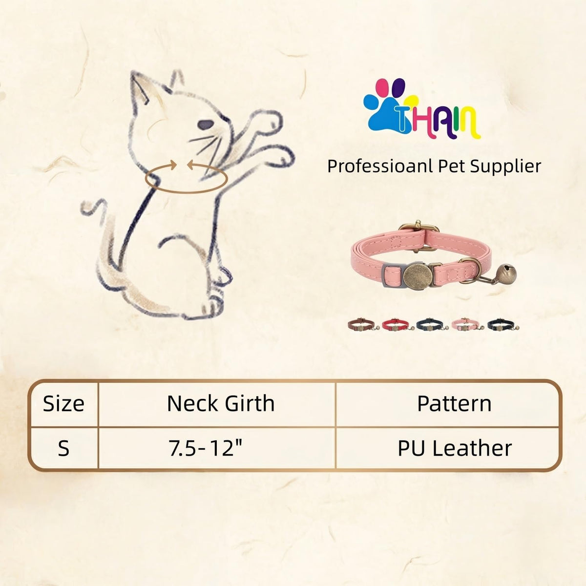 Leather Cat Collar with Bell Breakaway Adjustable Brown B157681
