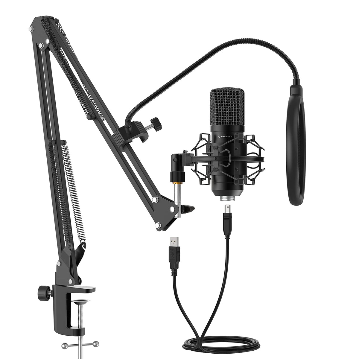USB Microphone with Boom Arm, Pop-Filter, Shock Mount A239310