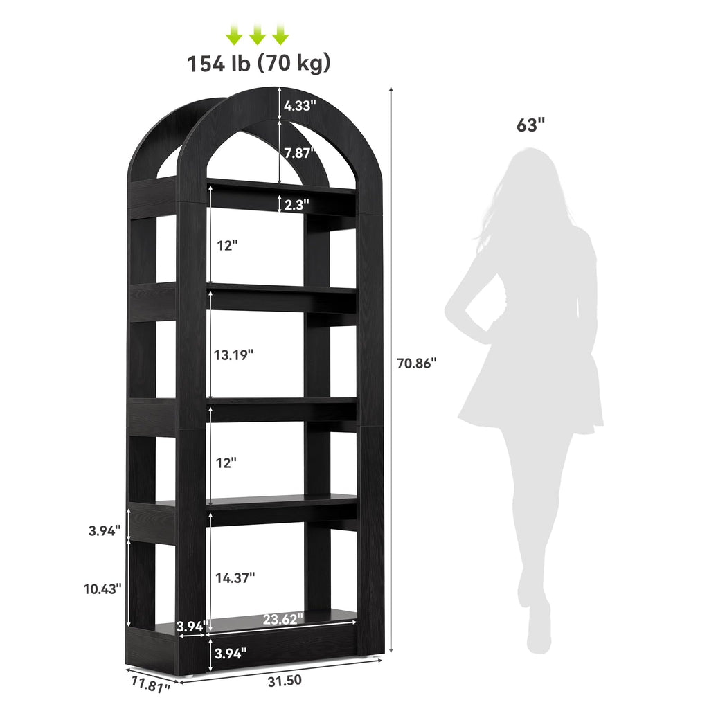 5-Tier Arch-Shaped Wooden Bookshelf M8099