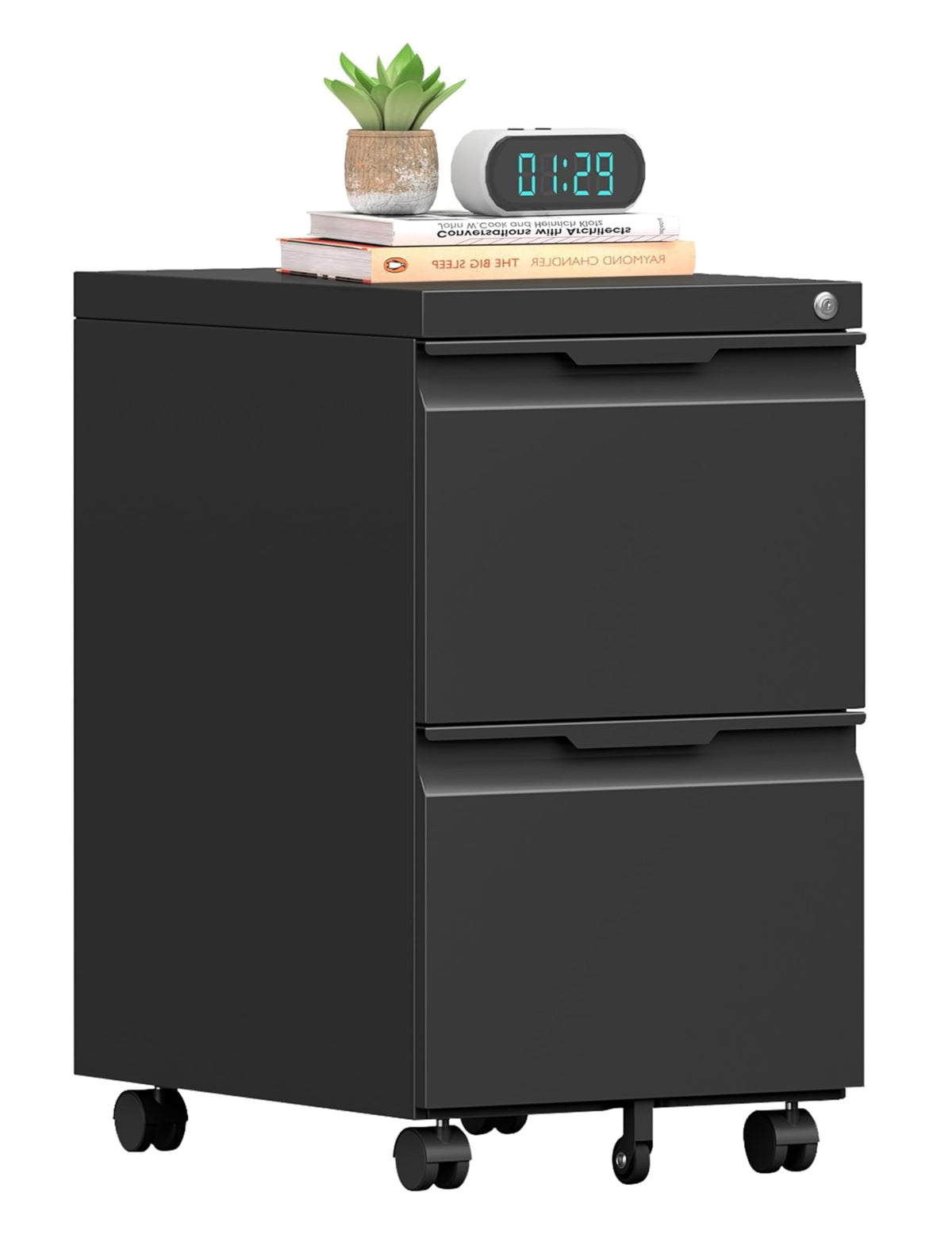 2 Drawer Mobile File Cabinet with Lock H613