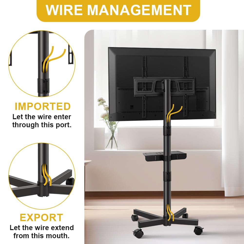 Mobile TV Cart Rolling TV Stand for 23-65 Inch Flat Panel Curved Screen TVs W702