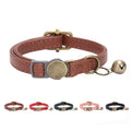 Leather Cat Collar with Bell Breakaway Adjustable Brown B157681