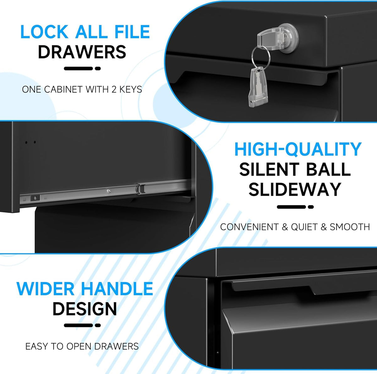 2 Drawer Mobile File Cabinet with Lock H613