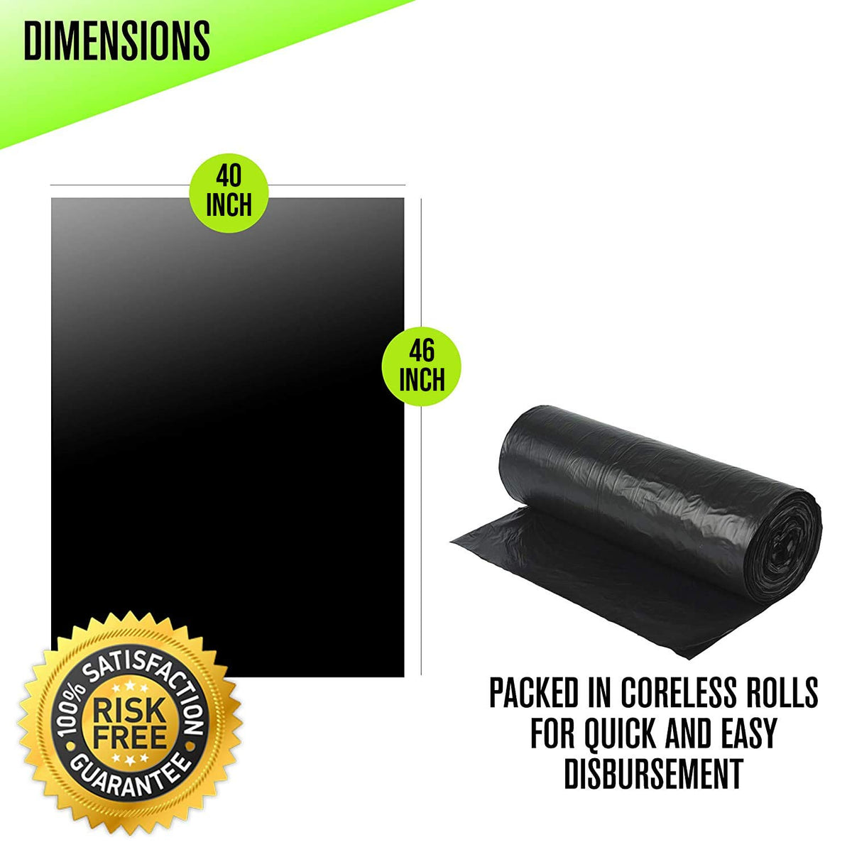 40-45 Gallon Black Heavy Duty Trash Bags I606