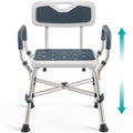 Blue Adjustable Shower Chair with Padded Armrests and Back K5022