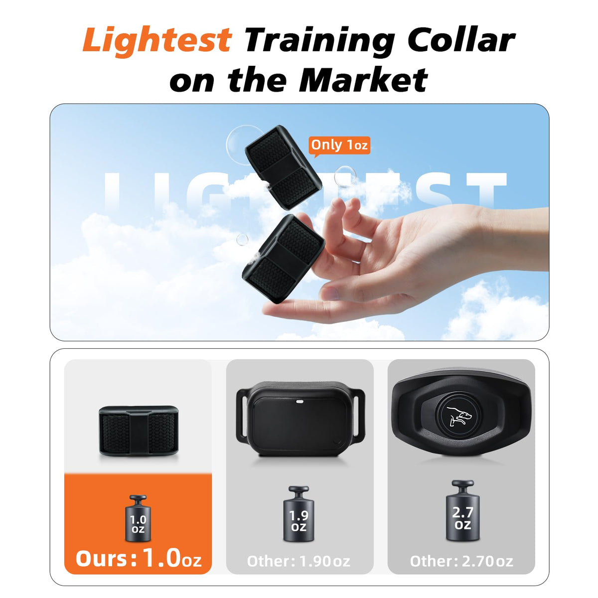 Black Waterproof Rechargeable Cat Training Collar with Remote G7379