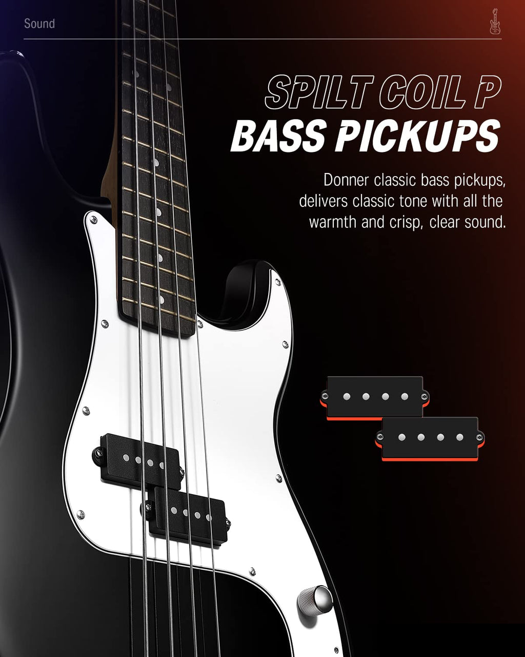 Electric Bass 4 Strings Full-Size Guitar Kit PB-Style Black A616