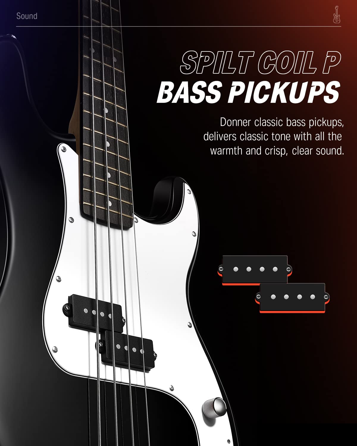 Electric Bass 4 Strings Full-Size Guitar Kit PB-Style Black A616