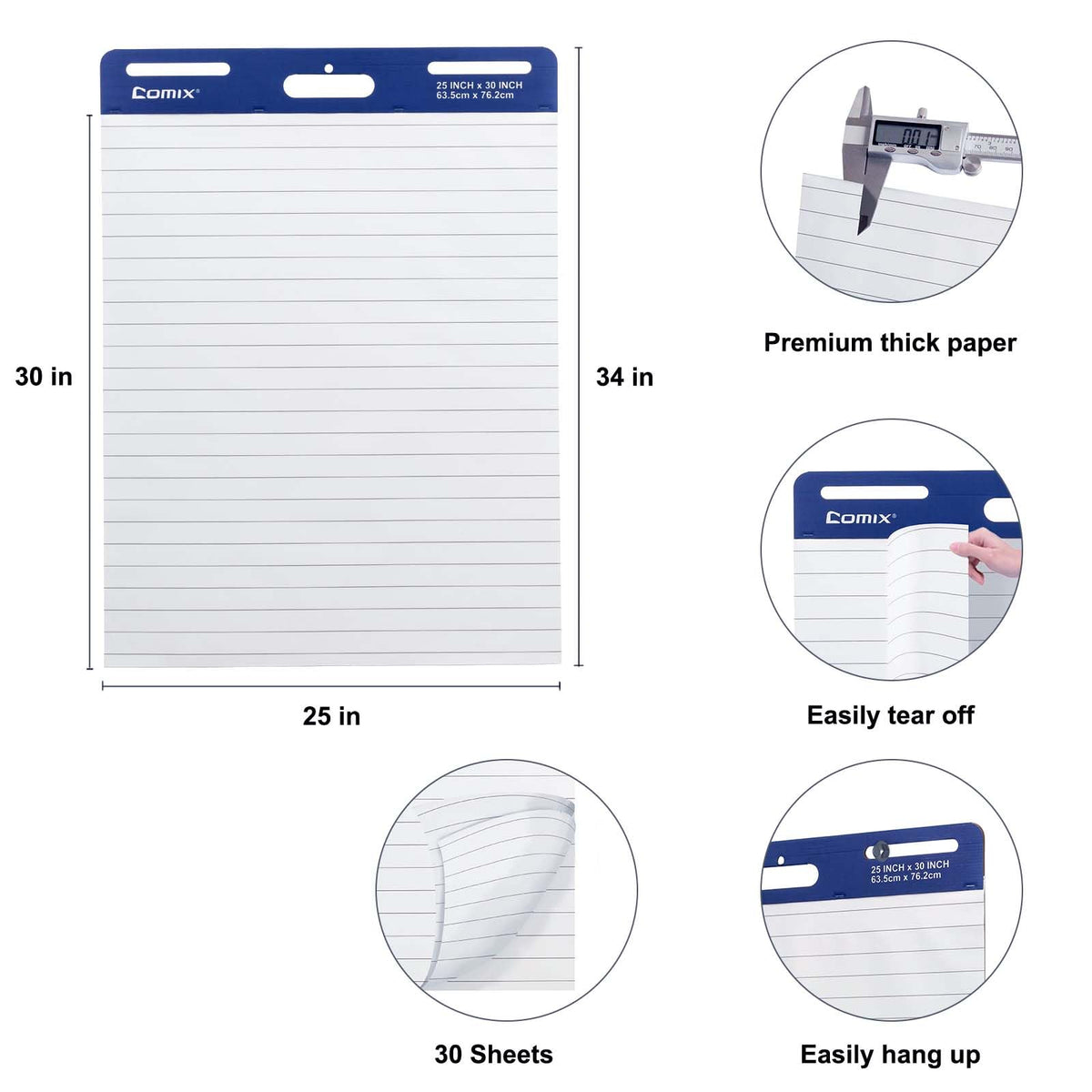 Lined Sticky Easel Pad 25 x 30 Inches 30 Sheets 4 Pads Y837803