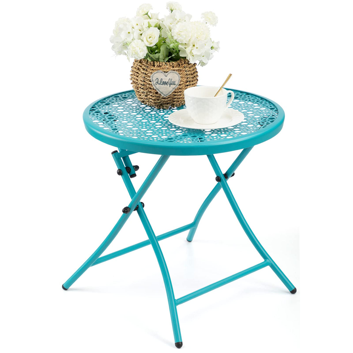 Folding Outdoor Side Table with Cutouts D464