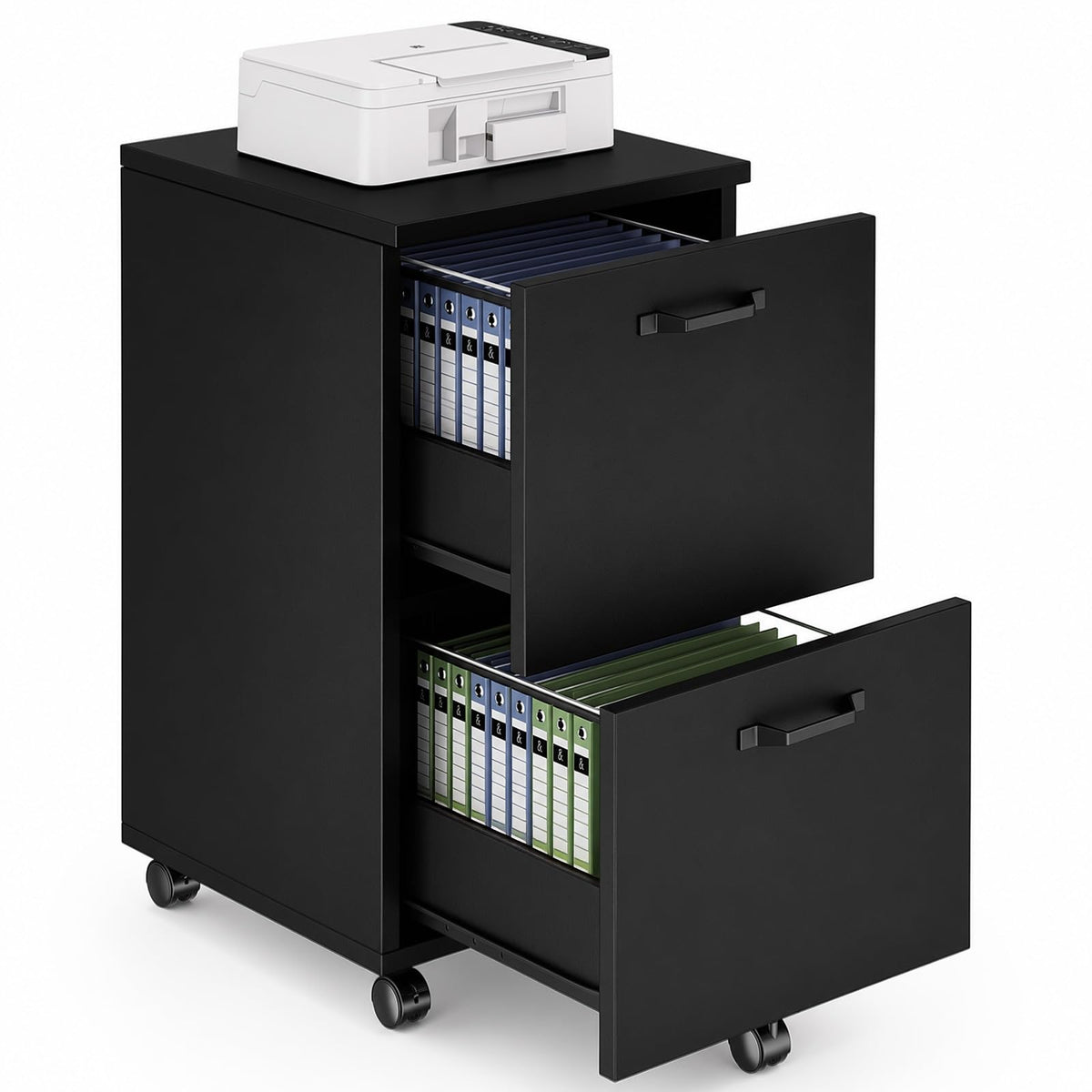 2 Drawer Black Wood File Cabinet V376