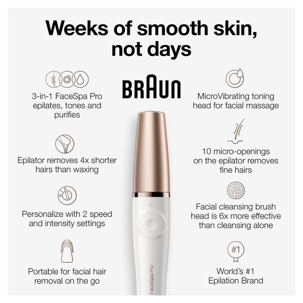 Facial Hair Removal Device 3-in-1 Epilating Cleansing Brush and Skin Toning C514
