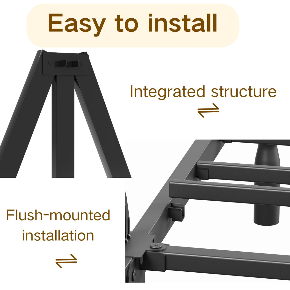 Twin XL Size 18" Black Metal Bed Frame with Storage M98291