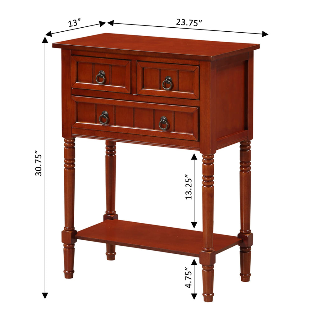 Cherry Hall Table with 3 Storage Drawers and Shelf S21160