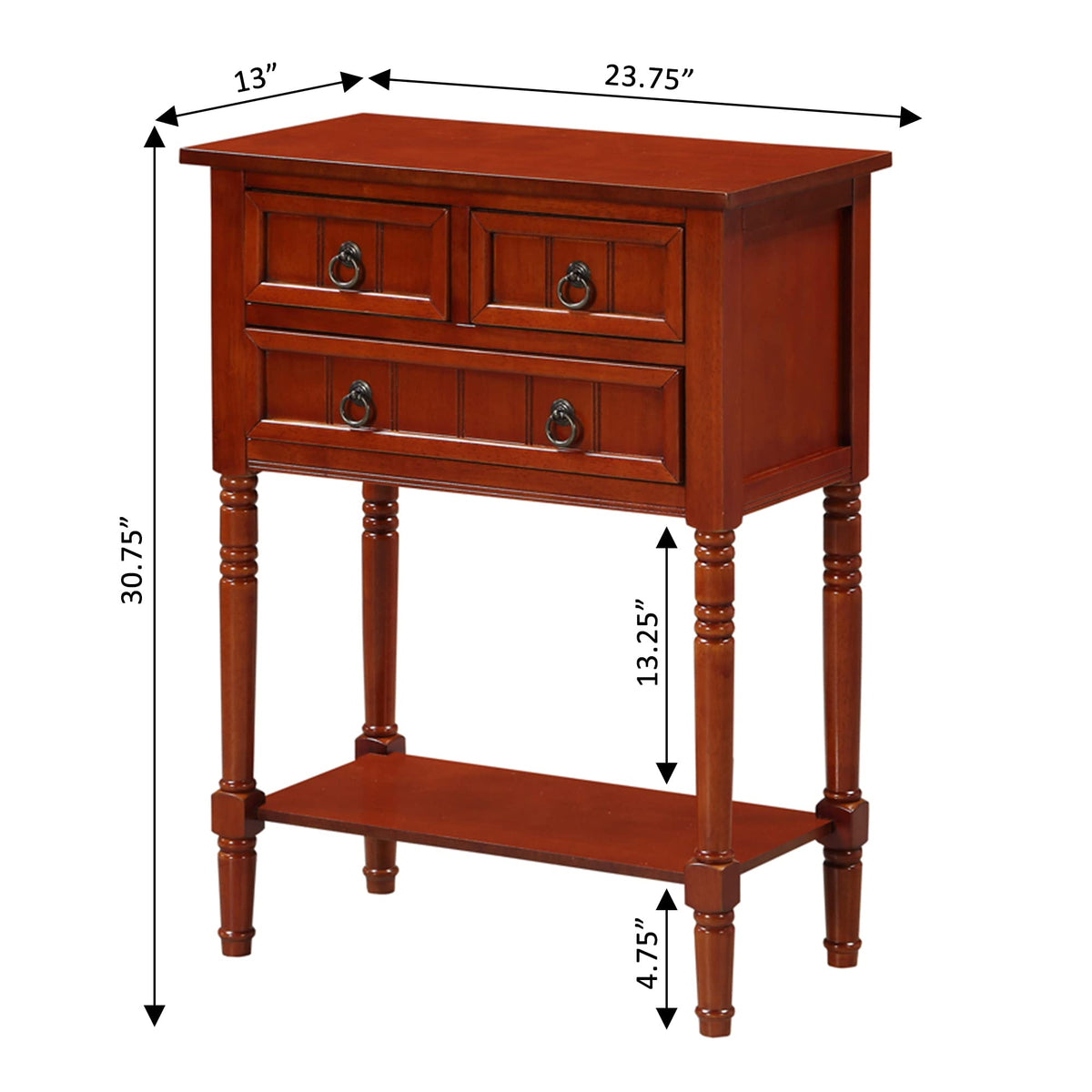 Cherry Hall Table with 3 Storage Drawers and Shelf S21160