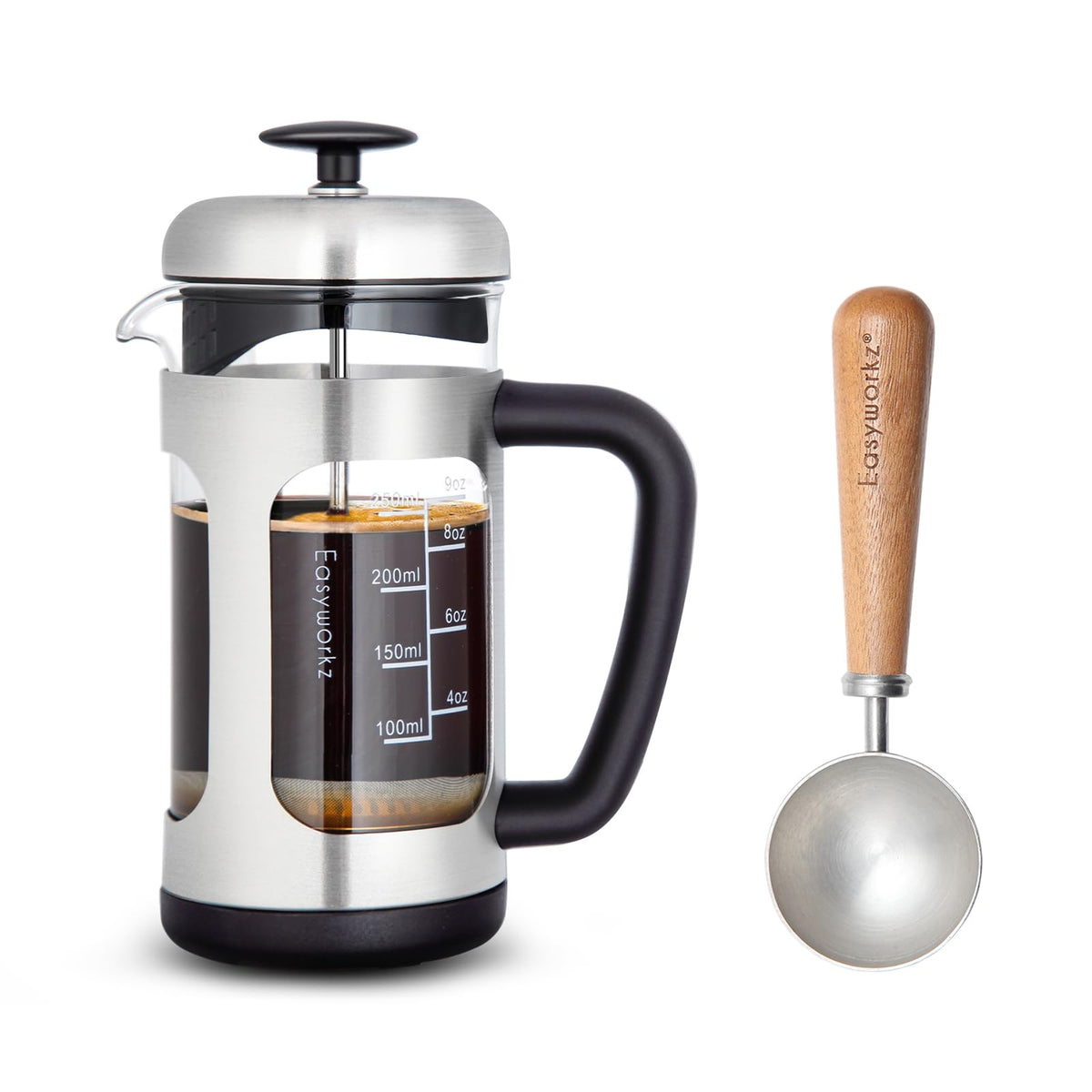 Stainless Steel French Press 12 oz with Measuring Coffee Spoon A8846