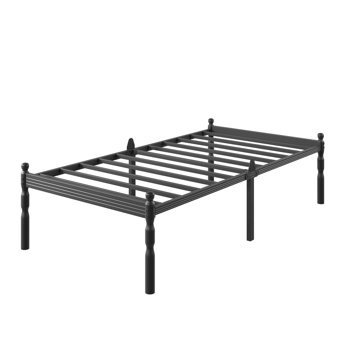 Twin XL Size 18" Black Metal Bed Frame with Storage M98291