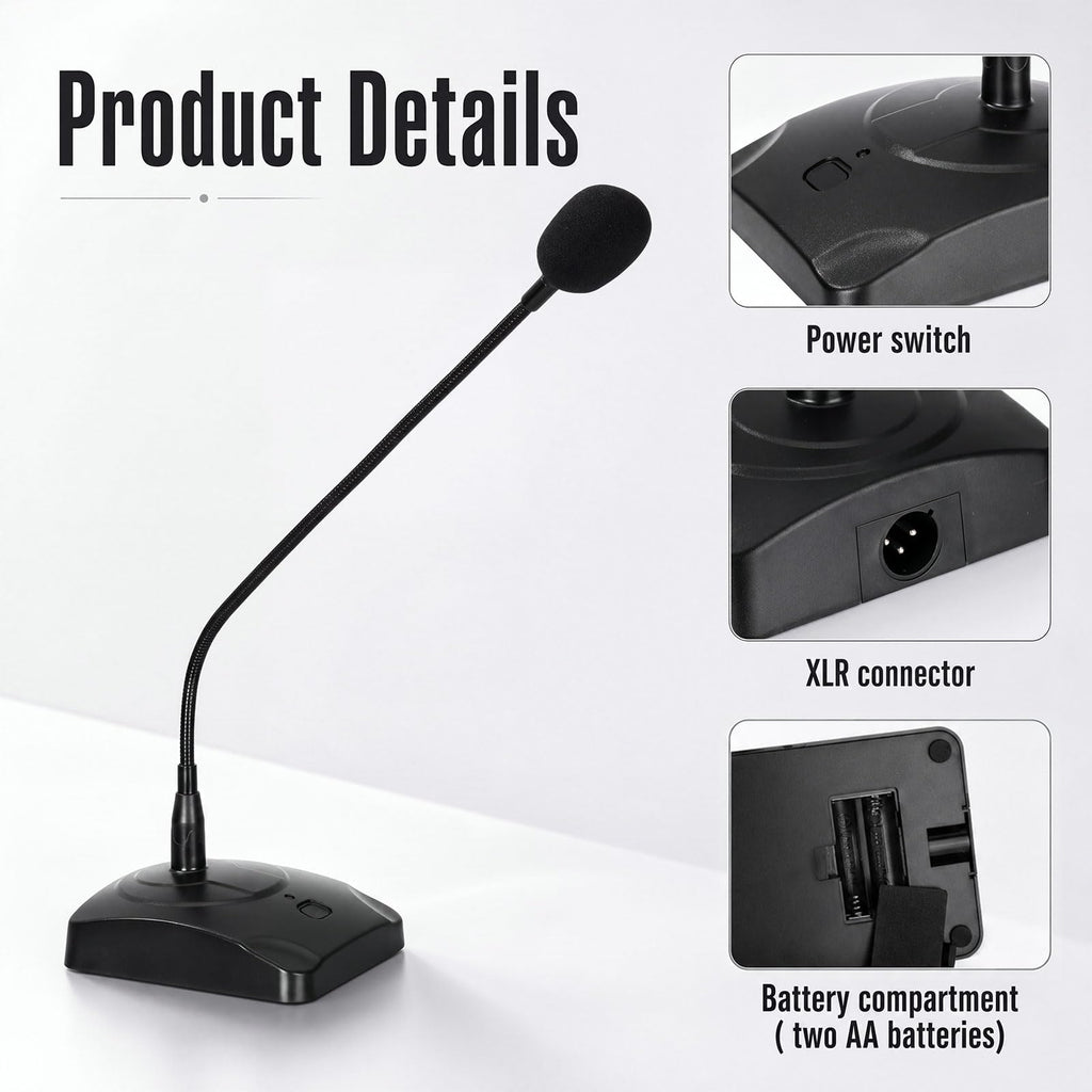 3 Pcs Gooseneck Wired Microphone with Base R423