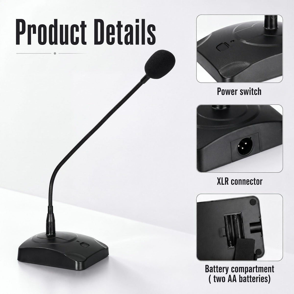 3 Pcs Gooseneck Wired Microphone with Base R423