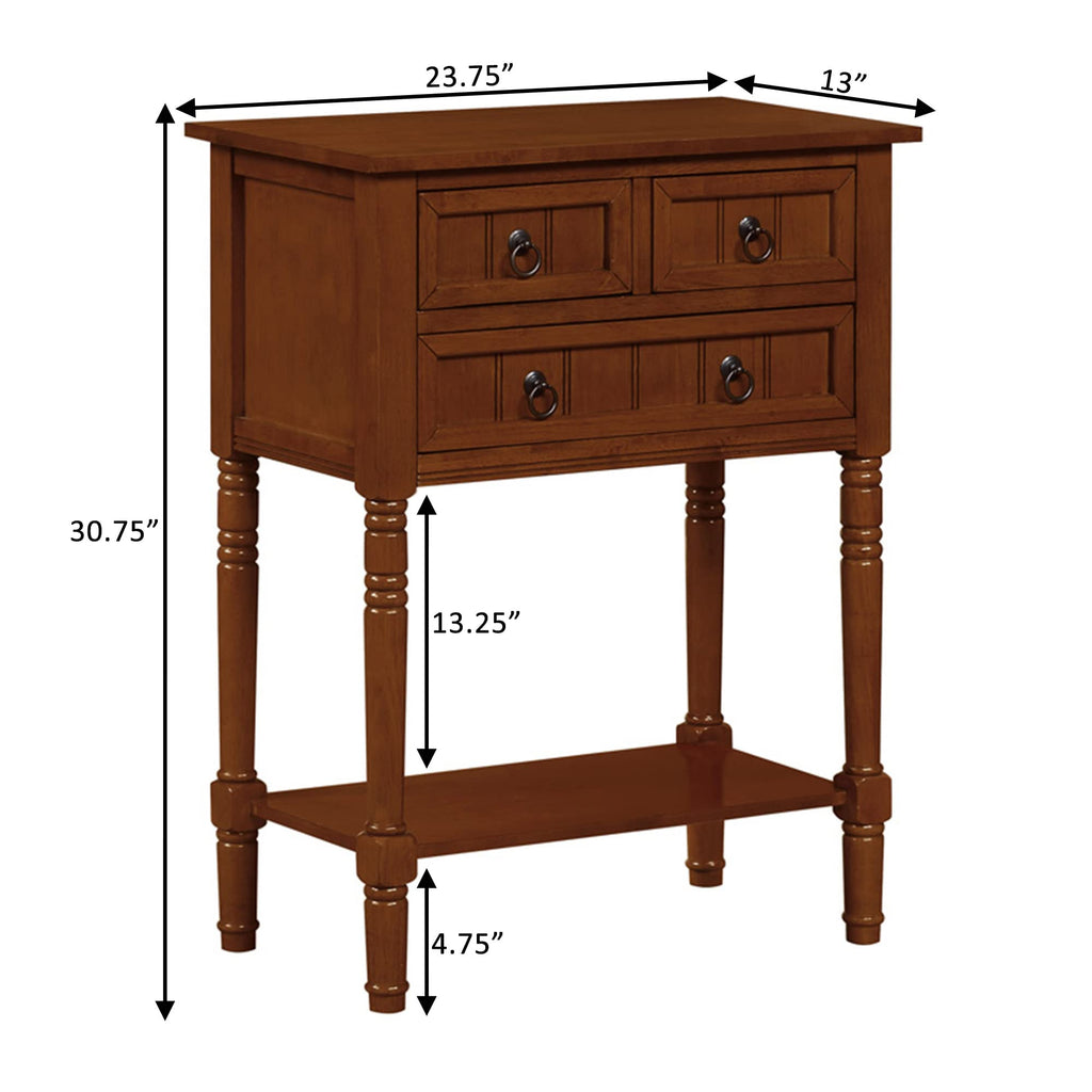 Cherry Hall Table with 3 Storage Drawers and Shelf S21160