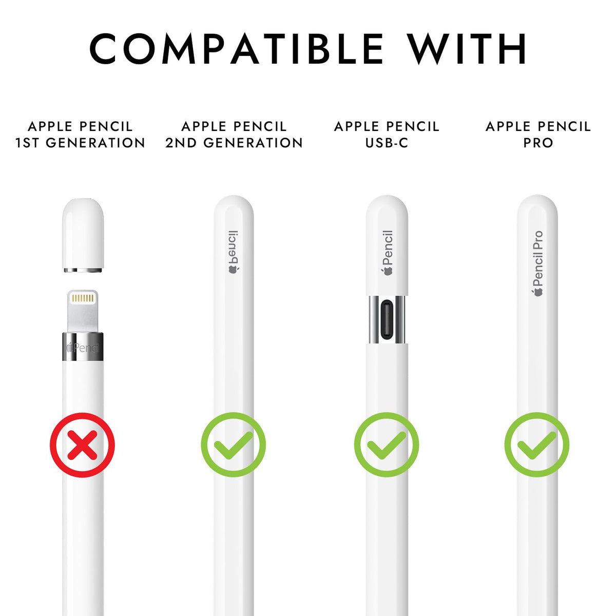 Silicone Grip Compatible with Apple Pencil 2nd Generation, USB-C & Pro (Purple/Pink/Yellow/Green) Y9264