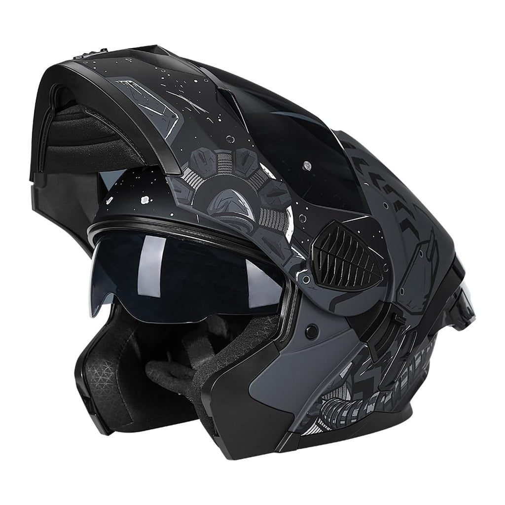 Full Face Flip Up Motorcycle Helmet Dual Visor DOT Approved Y606