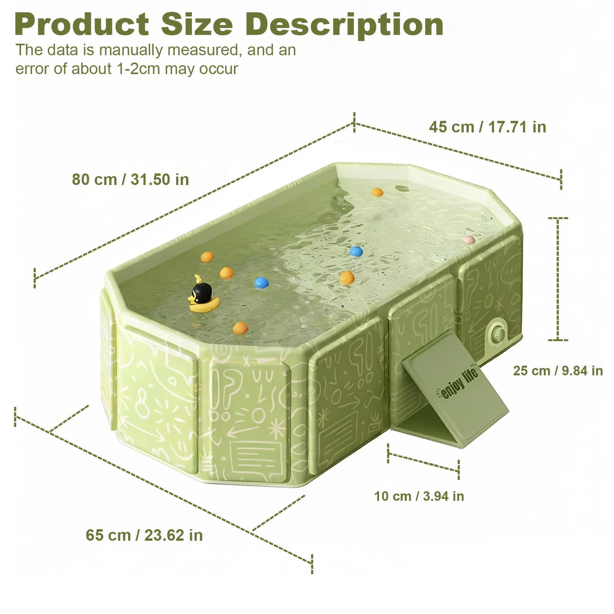 Foldable Dog Bathtub with Side Drain Plug I8931
