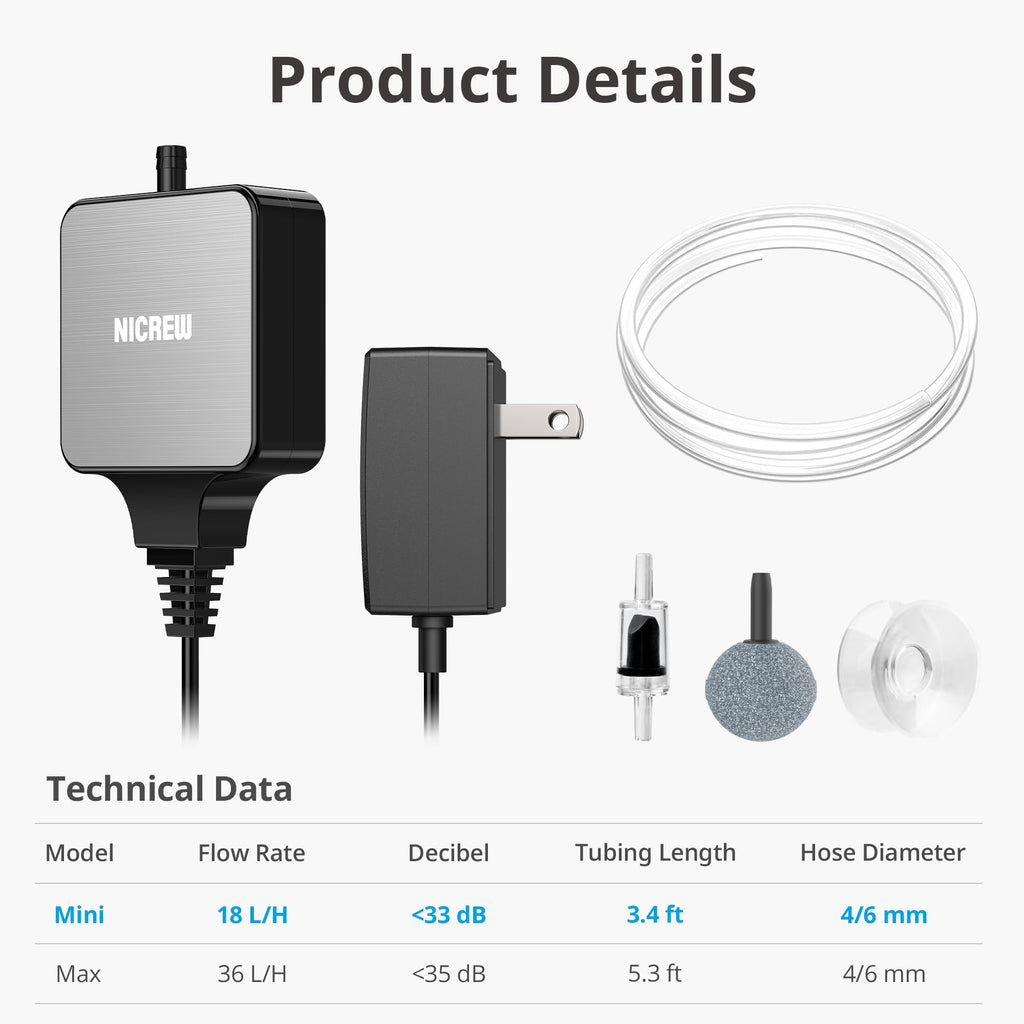 Nano Silent Aquarium Air Pump N832