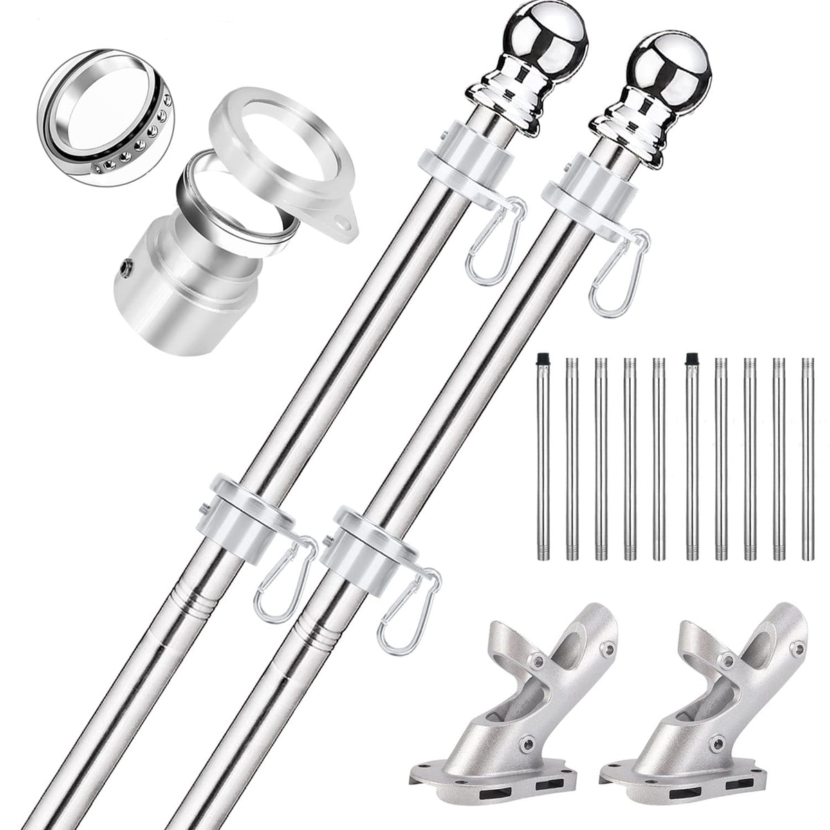 2 Pack 6 ft 1 inch Flag Poles X837137