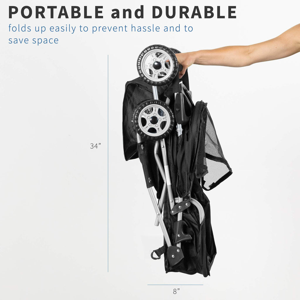 Black 4 Wheel Foldable Pet Stroller A902627