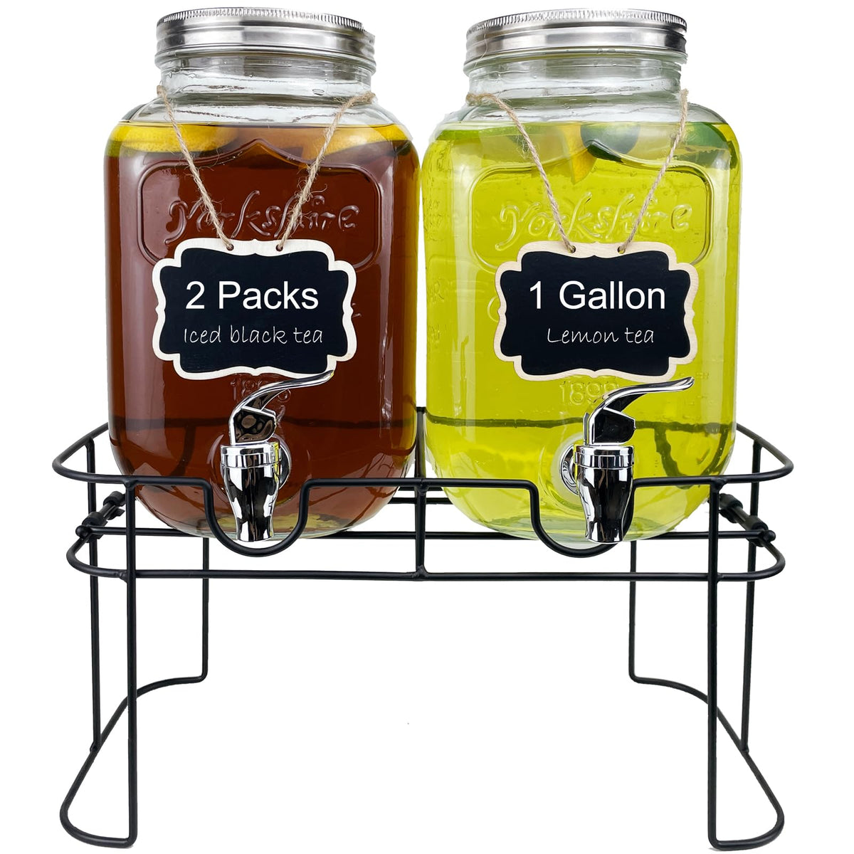1 Gallon Glass Drink Dispenser with Spigot, 2 Packs B977189