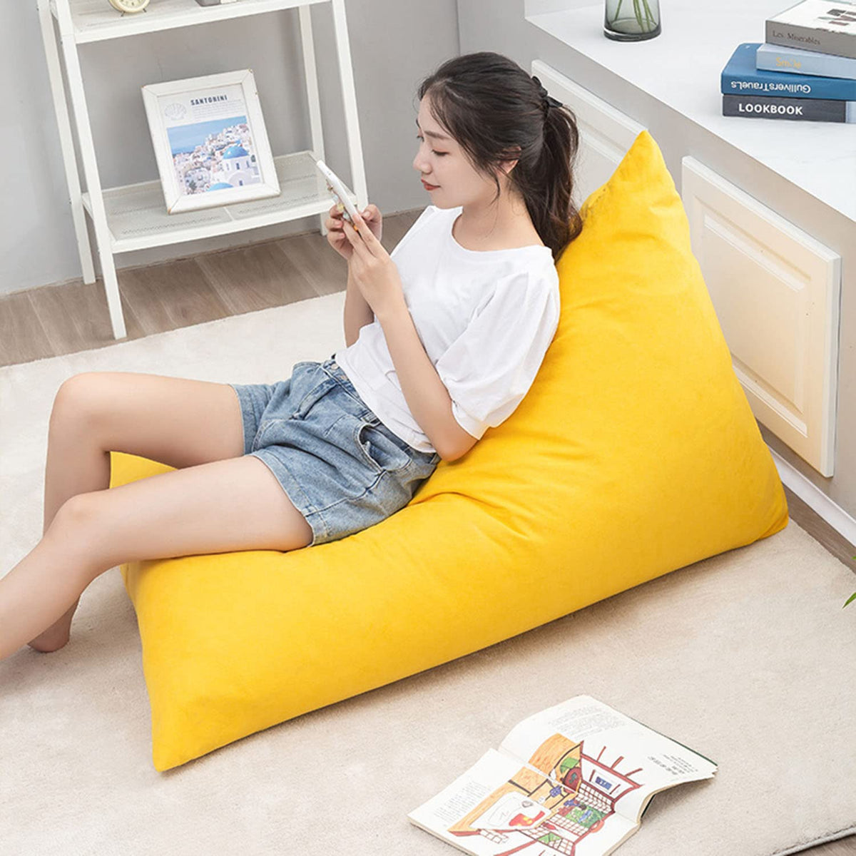 Yellow Beanbag Stuffed Animal Storage Chair Cover Y4619