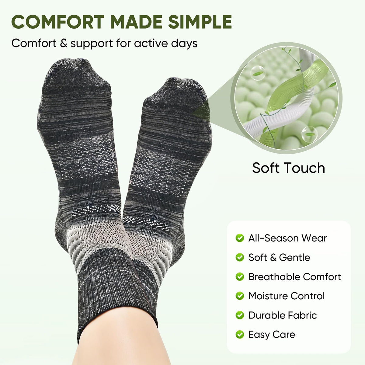 Compression Ankle Support Crew Socks 3 Pairs V748