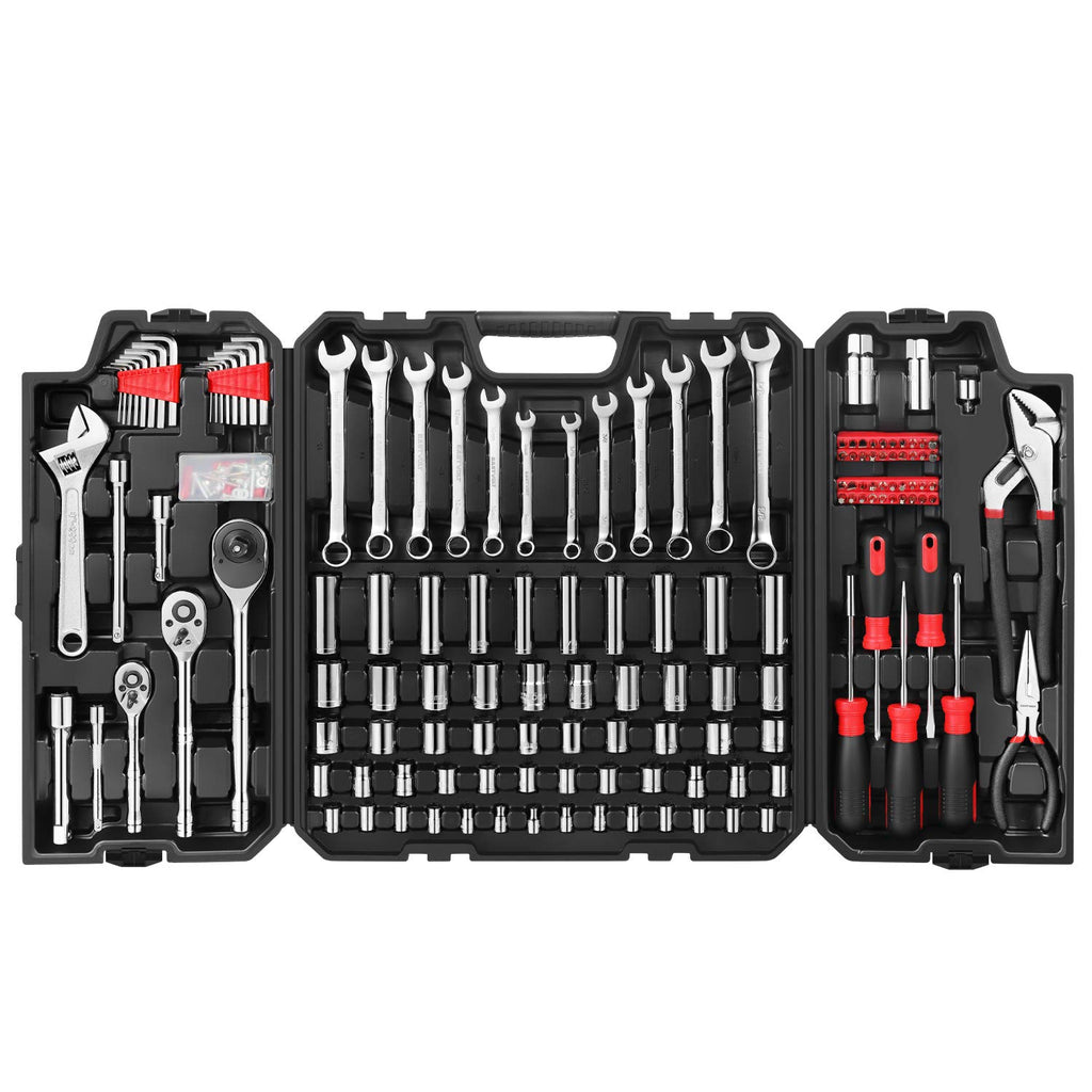 248 Pieces Mixed Sockets and Wrenches Hand Tool Set with Storage Case Y76689