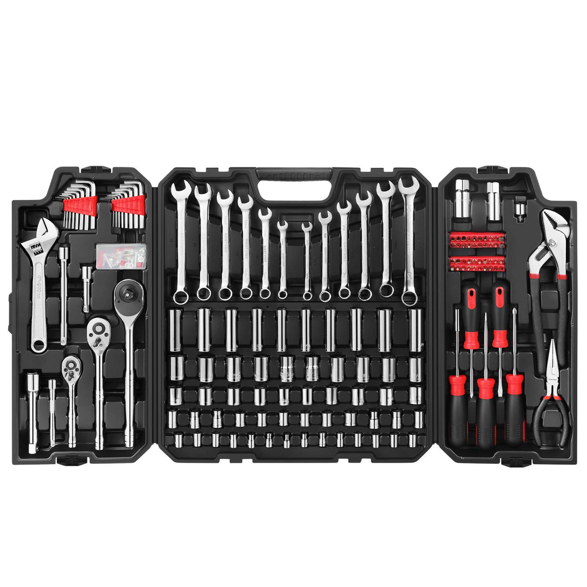 248 Pieces Mixed Sockets and Wrenches Hand Tool Set with Storage Case Y76689