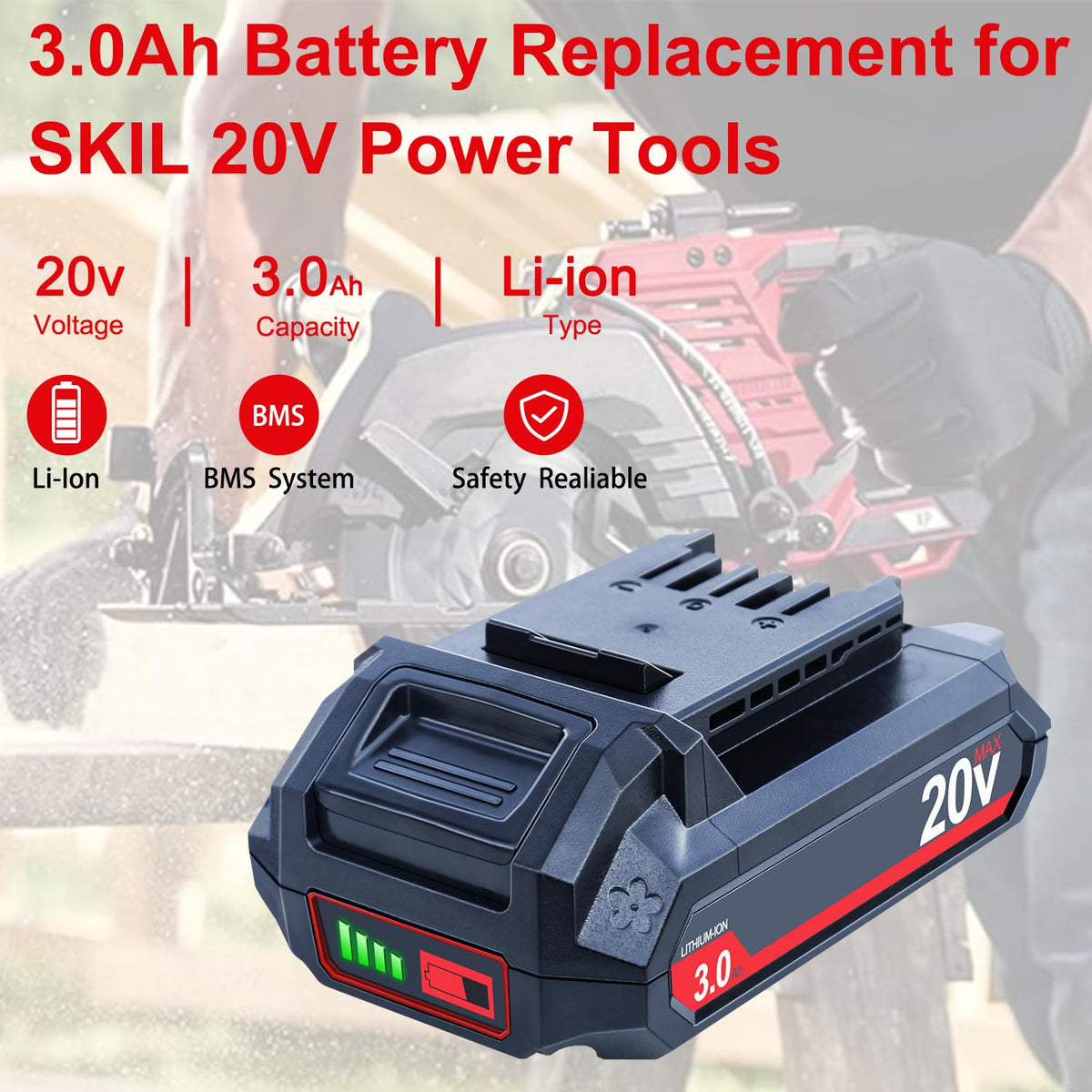 20V 3000mAh Lithium-Ion Battery 2 Packs S20667